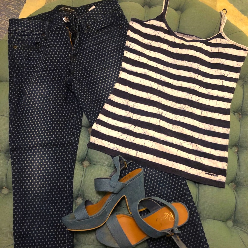 Ankle crop polka dots jeans